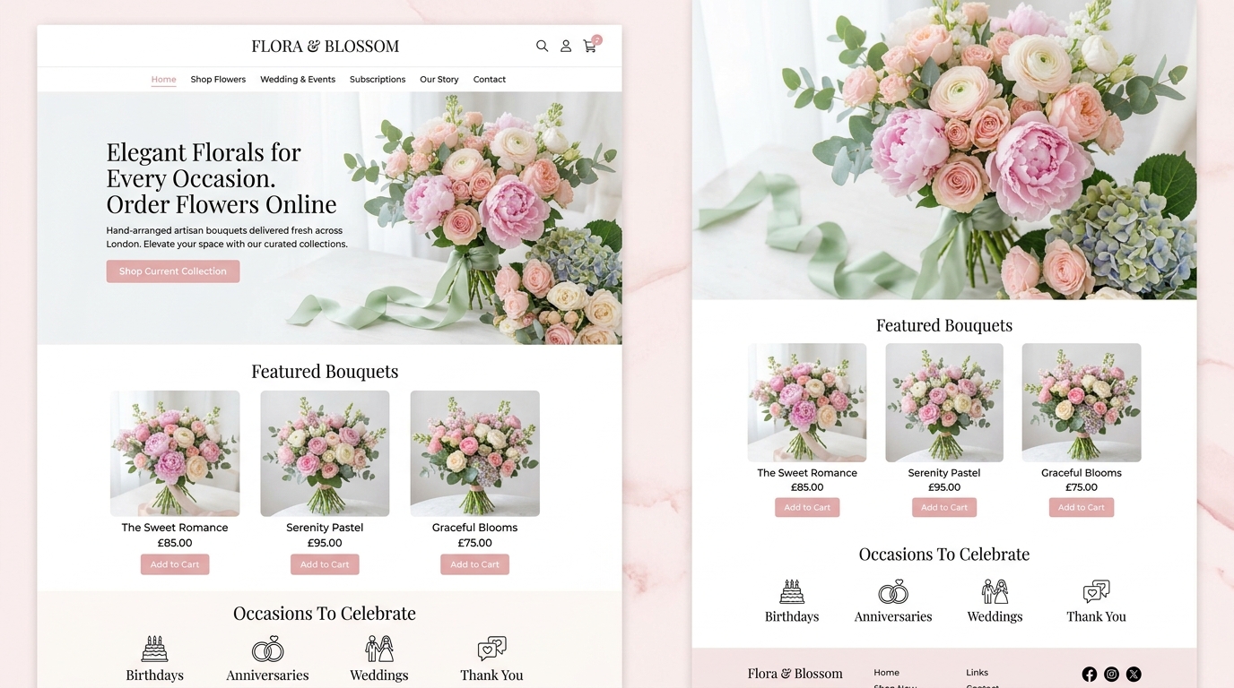 Flora Çiçek & Botanik E-Ticaret - Web Tasarım Demosu