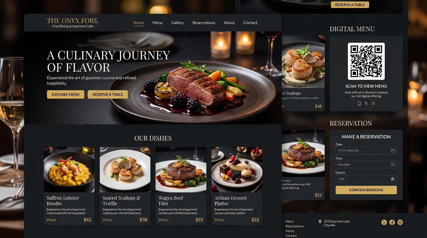 Gourmet Restoran & QR Menü - Web Tasarım Demosu