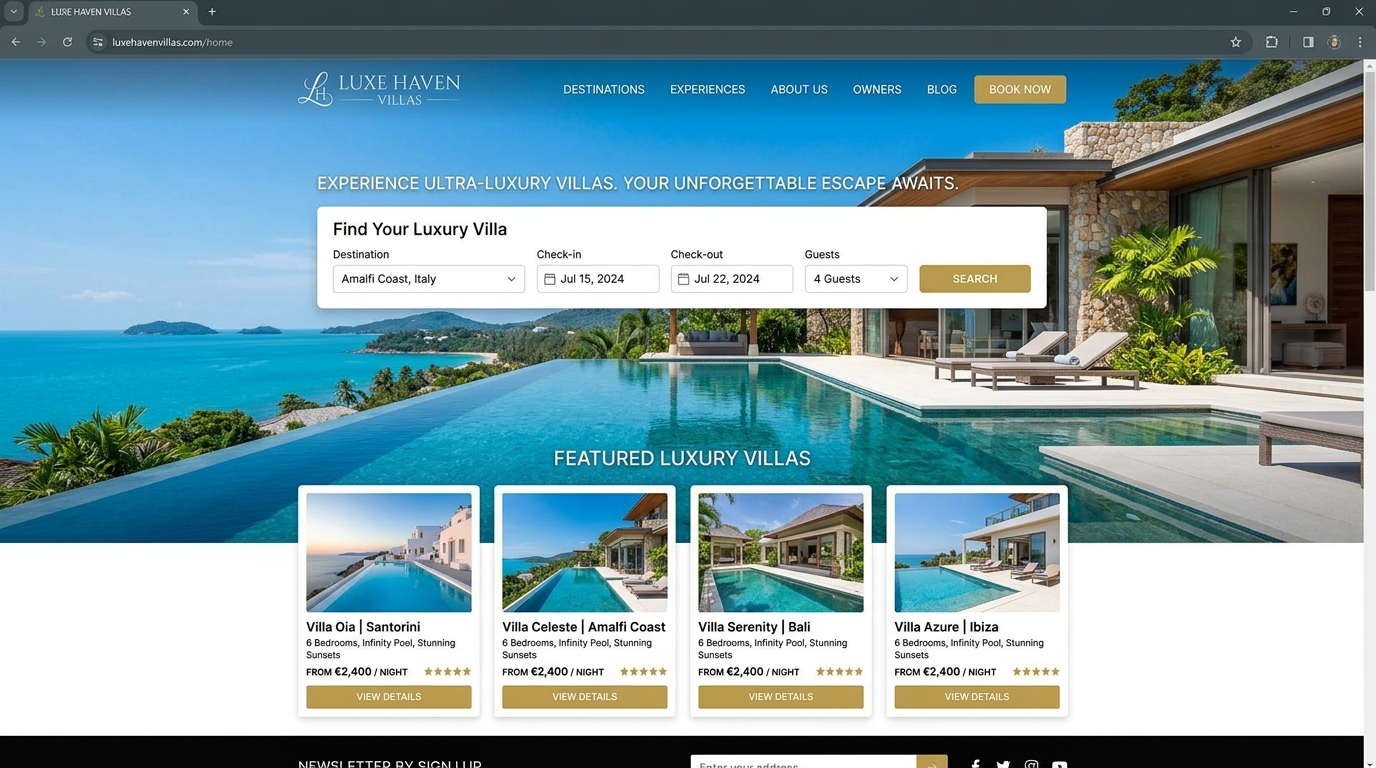 Villa Luxury Tatil & Kiralama - Web Tasarım Demosu